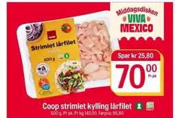 Coop Extra Coop strimlet kylling lårfilet tilbud
