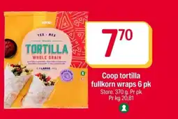 Coop Extra Coop tortilla fullkorn wraps 6 pk tilbud