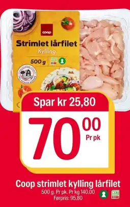 Coop Extra Coop strimlet kylling lårfilet tilbud