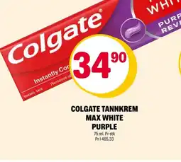 Coop Extra Colgate tannkrem max white purple tilbud