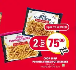 Coop Extra Coop sprø pommes frites/potetstaver tilbud