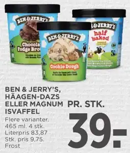Meny Ben & jerry's, häagen-dazs eller magnum pr. stk. isvaffel tilbud