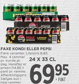 Meny Faxe kondi eller pepsi tilbud