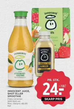 Meny Innocent juice, shot eller smoothie tilbud