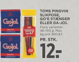 Meny Toms pingvin slikpose, go'e stænger eller ga-jol tilbud