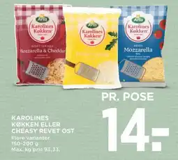 Meny Karolines køkken eller cheasy revet ost tilbud