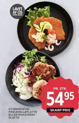 Meny Stjerneskud, frikadelleplatte eller roastbeef- platte tilbud