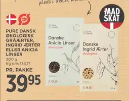 Meny Pure dansk økologisk gråærter, ingrid arter eller anicia linser tilbud