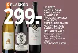 Meny Le petit connétable sauvignon blanc, le ragose ripasso classico tilbud