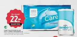 Meny Care toiletpapir eller daily jumbo køkkenrulle tilbud