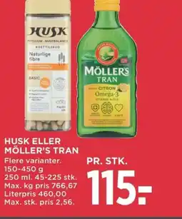 Meny Husk eller möller's tran tilbud