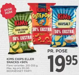 Meny Kims chips eller snacks +50% tilbud