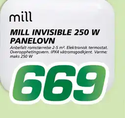 Coop Byggmix Mill invisible 250 w panelovn tilbud