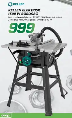 Coop Byggmix Kellen elektrisk 1500 w bordsag tilbud