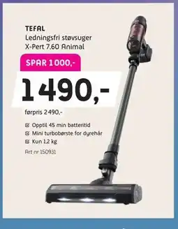 ELON TEFAL Ledningsfri støvsuger X-Pert 7.60 Animal, Medlemspris tilbud