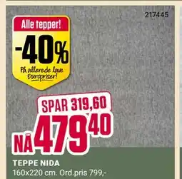 Europris TEPPE NIDA tilbud