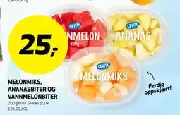 Bunnpris MELONMIKS, ANANASBITER OG VANNMELONBITER tilbud