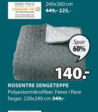 JYSK Rosentre sengeteppe tilbud