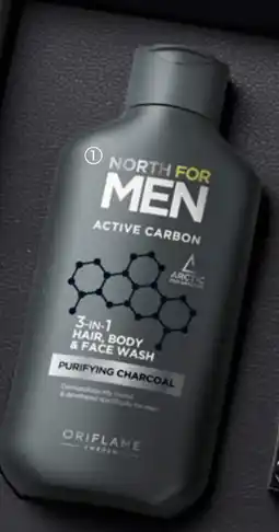 Oriflame North For Men Active Carbon 3-in-1 Hair, Body & Face Wash tilbud