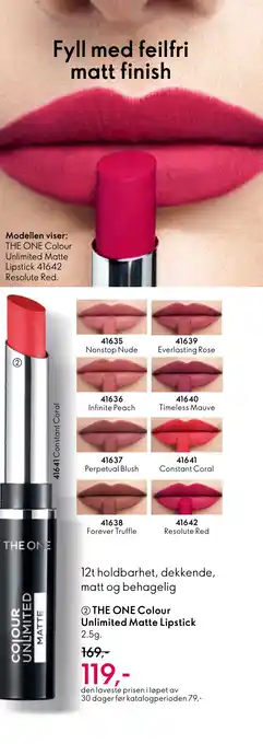 Oriflame THE ONE Colour Unlimited Matte Lipstick tilbud