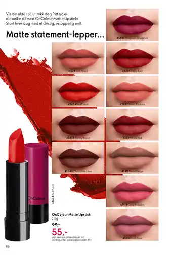 Oriflame OnColour Matte Lipstick tilbud