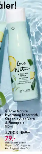 Oriflame Love Nature Hydrating Toner with Organic Aloe Vera & Pineapple tilbud