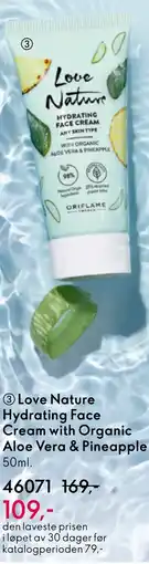 Oriflame Love Nature Hydrating Face Cream with Organic Aloe Vera & Pineapple tilbud