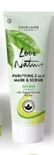 Oriflame Love Nature Purifying 2-in-1 Mask & Scrub with Organic Tea Tree & Lime tilbud