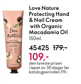 Oriflame Love Nature Protecting Hand & Nail Cream with Organic Macadamia Oil tilbud