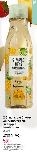 Oriflame Simple Joys Shower Gel with Organic Pineapple Love Nature tilbud