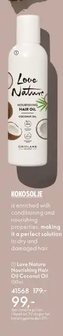 Oriflame Love Nature Nourishing Hair Oil Coconut Oil tilbud