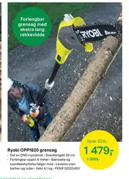 Felleskjøpet Ryobi OPP1820 grensag tilbud