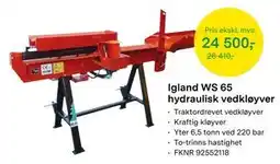 Felleskjøpet Igland WS 65 hydraulisk vedkløyver tilbud