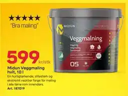 Byggmax Midun Veggmaling hvit, 10 l tilbud