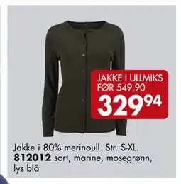 Sparkjøp JAKKE I ULLMIKS tilbud