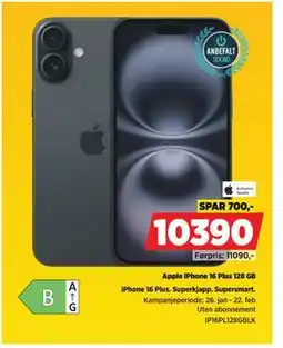 POWER Apple iPhone 16 Plus 128 GB tilbud