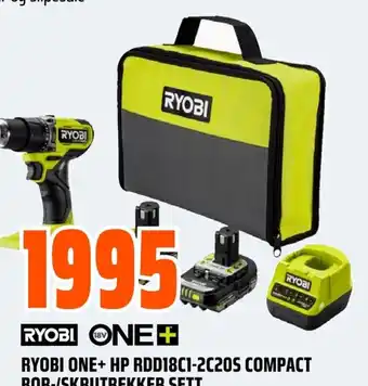 Ryobi one+ hp rdd18c1-2c20s compact bor-/skrutrekker sett