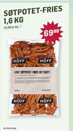 Holdbart Søtpotet-Fries 1,6 kg tilbud
