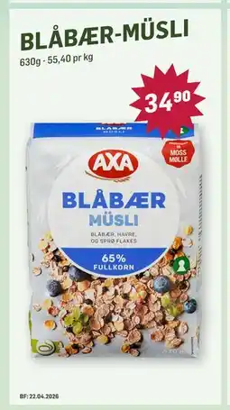 Holdbart Blåbær-müsli tilbud