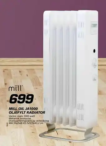 Coop Byggmix Mill oil ja1000 oljefylt radiator tilbud