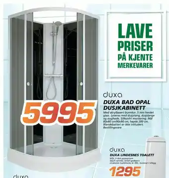 Coop Byggmix Duxa bad opal dusjkabinett tilbud
