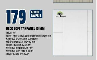 Obs Bygg Deco loft takpanel 10 mm tilbud