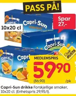 Rusta Capri-Sun drikke tilbud