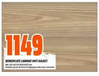 Benkeplate laminat hvit kalket