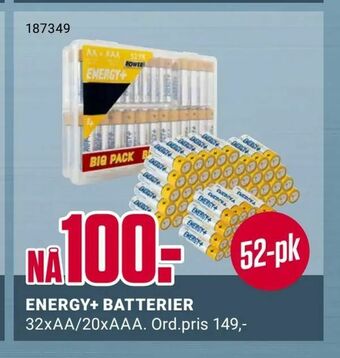 Europris Energy+ batterier tilbud