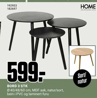 Europris Bord 3 stk tilbud