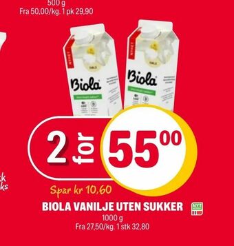 Coop Extra Biola vanilje uten sukker tilbud