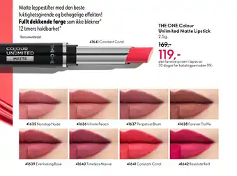 Oriflame THE ONE Colour Unlimited Matte Lipstick tilbud