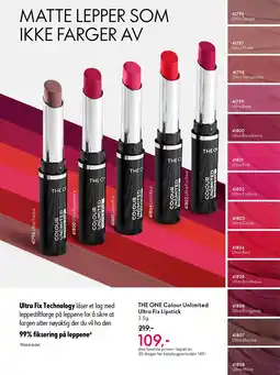 Oriflame THE ONE Colour Unlimited Ultra Fix Lipstick tilbud