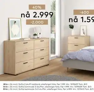 Skeidar Sofia kommode 3+3 skuffer tilbud